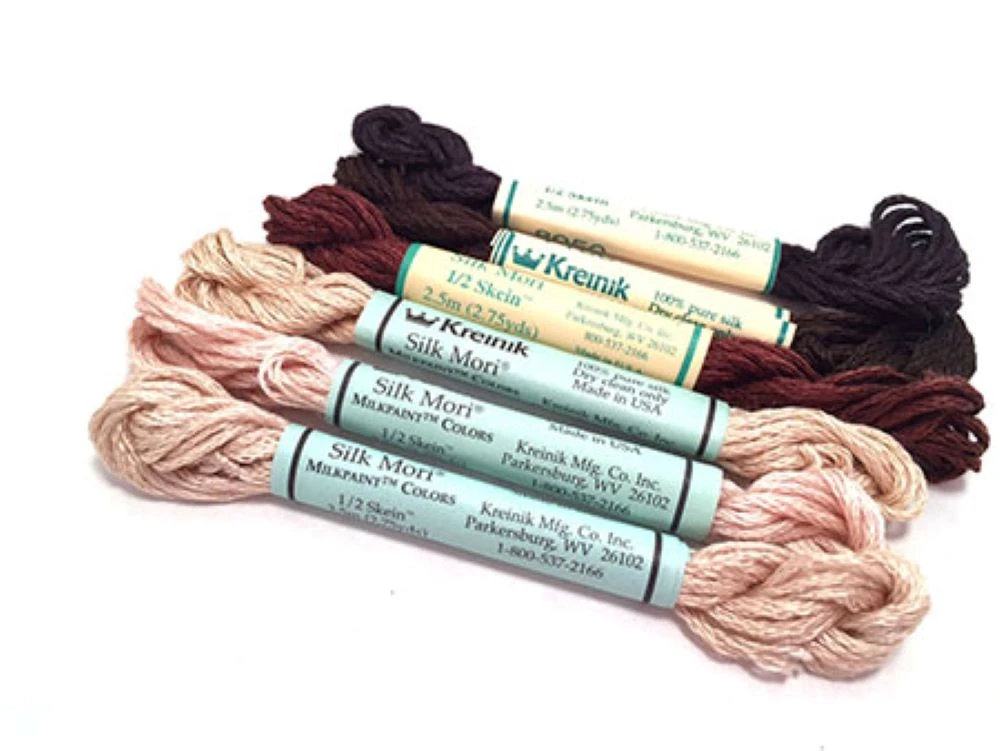 Kreinik Silk Mori Embroidery Floss Skin Tones Assortment - Asian Multicolor 3 Kreinik Silk Mori Embroidery Floss Skin Tones Assortment - Asian Multicolor