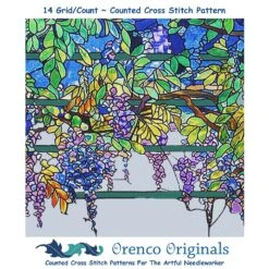 Louis Comfort Tiffany Wisteria Square Design Counted Cross Stitch Pattern -Michaels Stores 4159883660745 2