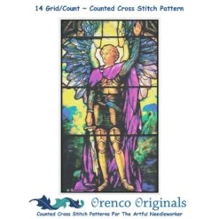 Arch Angel Michael Louis Comfort Tiffany Religious Counted Cross Stitch Pattern -Michaels Stores 4159889034697 1