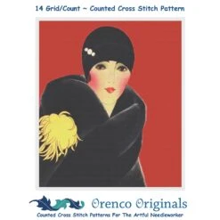 Art Deco Flapper Yellow Flower Helen Dryden Counted Cross Stitch Pattern -Michaels Stores 4159893367753 2