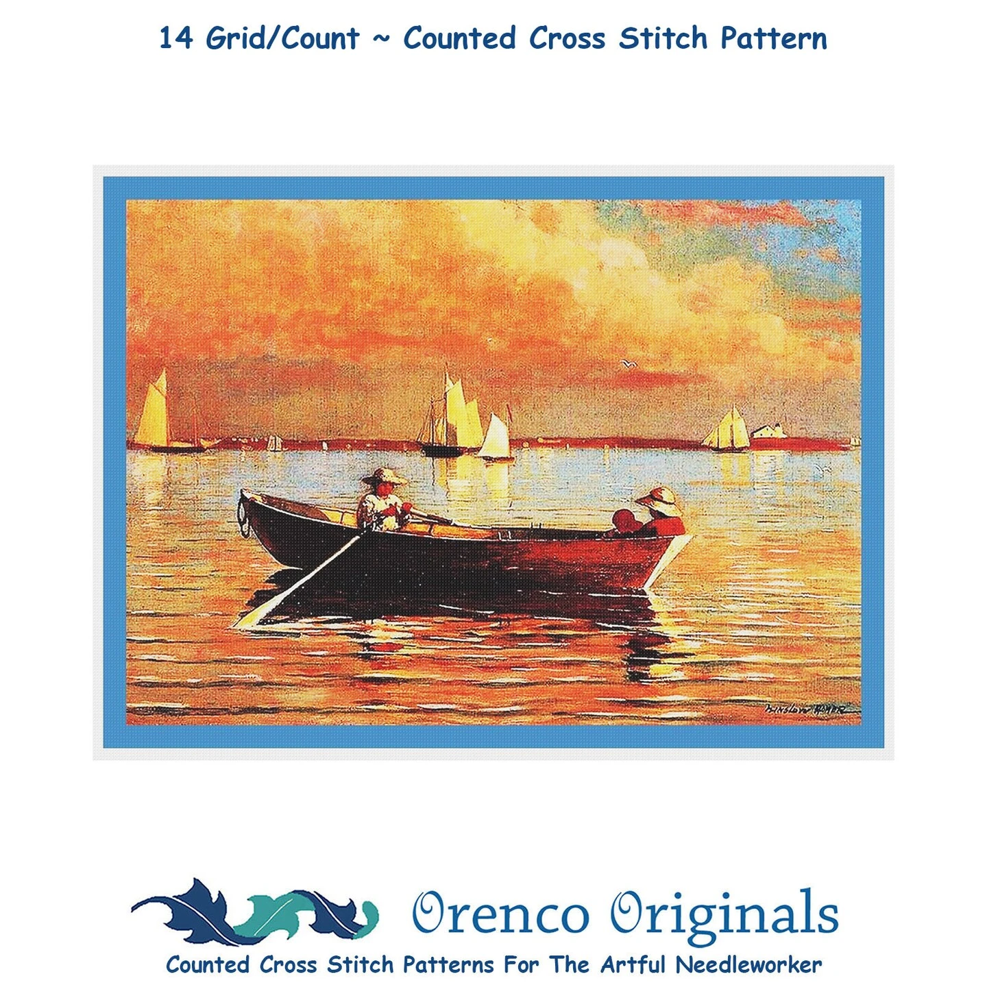 American Winslow Homer's Boat In Gloucester Harbor Counted Cross Stitch Pattern 3 American Winslow Homer's Boat In Gloucester Harbor Counted Cross Stitch Pattern