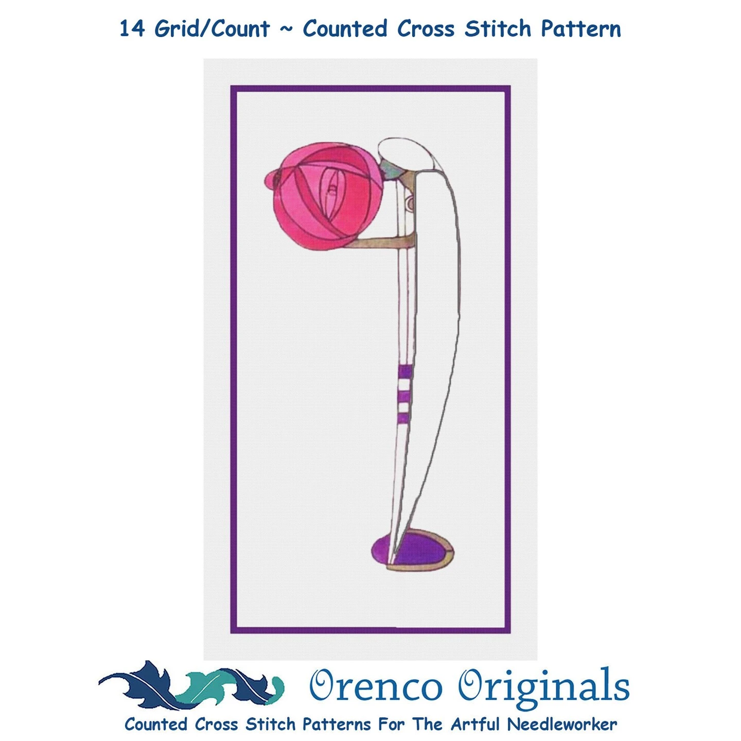Art Nouveau Charles Rennie Mackintosh Pink Rose Counted Cross Stitch Pattern 8 Art Nouveau Charles Rennie Mackintosh Pink Rose Counted Cross Stitch Pattern - Image 6