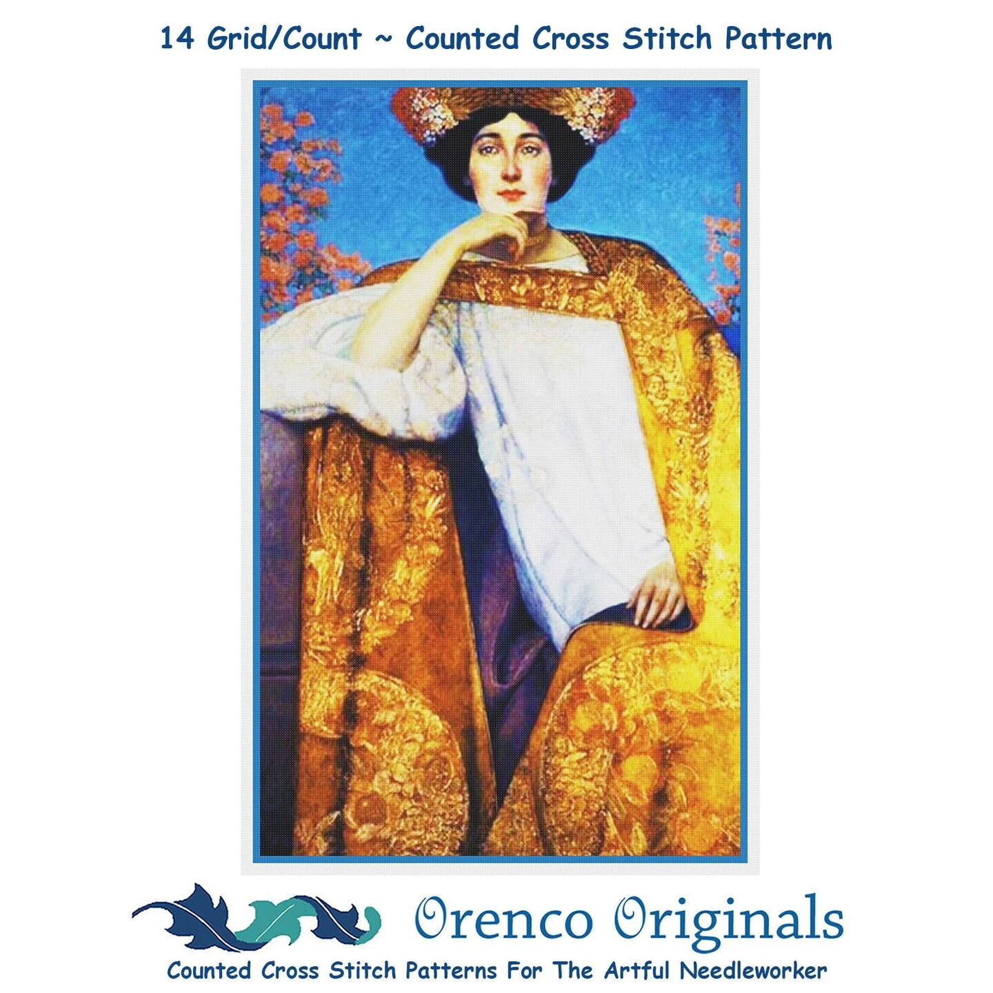 Art Nouveau Gustav Klimt Portrait Of Golden Woman Counted Cross Stitch Pattern 8 Art Nouveau Gustav Klimt Portrait Of Golden Woman Counted Cross Stitch Pattern - Image 6