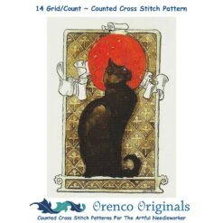 Art Nouveau Black Cat Design Detail Folk Art Counted Cross Stitch Pattern -Michaels Stores 4159940291529 2