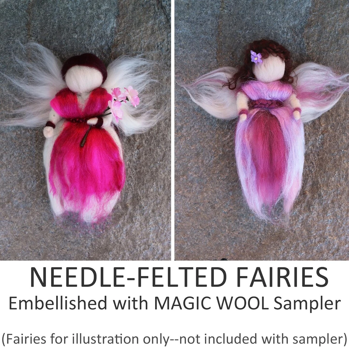 Multi Fiber Sampler - Super Soft Merino Roving, Hand Dyed BFL Wool & Sparkling Firestar For Felting, Spinning, Doll Making Pink 10 Multi Fiber Sampler - Super Soft Merino Roving, Hand Dyed BFL Wool & Sparkling Firestar For Felting, Spinning, Doll Making Pink - Image 8