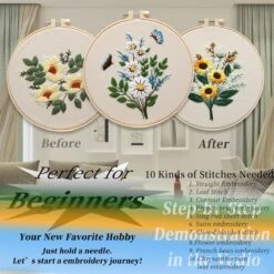 Embroidery Kit For Beginners,Plants Flowers Pre-Stamped Pattern Kits 25 Embroidery Kit For Beginners,Plants Flowers Pre-Stamped Pattern Kits -Michaels Stores 420959832441136 1