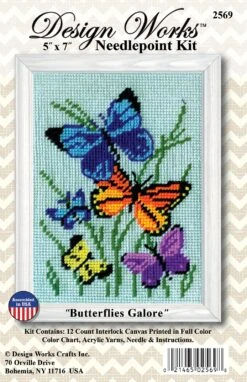 Design Works Crafts 2569 Needlepoint Kit, Butterflies Galore, 5" X 7" Needlepoint Kit Butterflies Galore -Michaels Stores 422914760153136 1