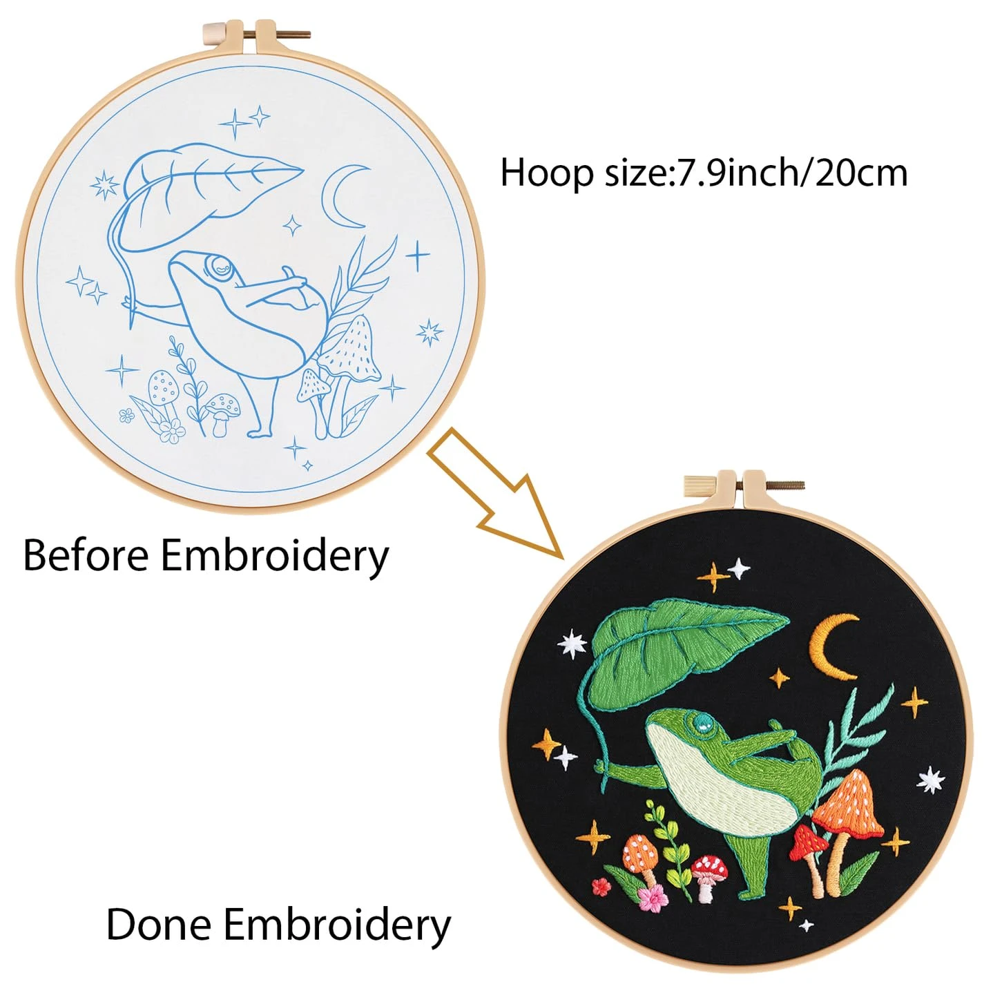 Frog Embroidery Kits For Beginners With Art Night Pattern, Cross Stitch Kit For Adults,DIY Needlepoint For Embroidery Starter 13 Frog Embroidery Kits For Beginners With Art Night Pattern, Cross Stitch Kit For Adults,DIY Needlepoint For Embroidery Starter - Image 11