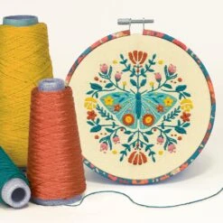 Dimensions 72-76313 Floral Moth Needlepoint Embroidery Kit For Adults, 6" D, Multicolor, 5pcs -Michaels Stores 422915356530736 2