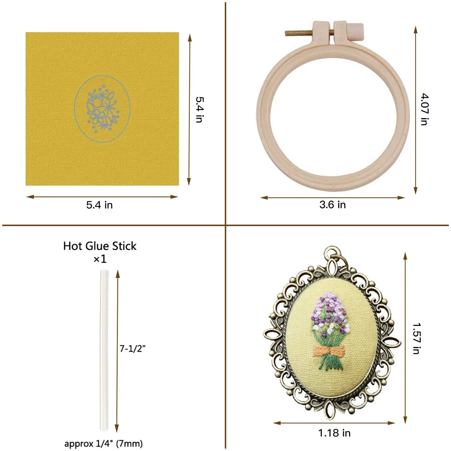 ZOCONE 4 Packs Embroidery Necklace Kit, Embroidery Pendant Kit Mini Cross Stitch Kit With Hoop, Necklace, Pendant, Stamped Pattern Cloth, Instructions, Etc., Embroidery Kit For Adults 8 ZOCONE 4 Packs Embroidery Necklace Kit, Embroidery Pendant Kit Mini Cross Stitch Kit With Hoop, Necklace, Pendant, Stamped Pattern Cloth, Instructions, Etc., Embroidery Kit For Adults - Image 6