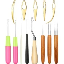 13 Pcs Dreadlocks Tool Set Includes 5 Latch Hook Crochet Needles, 3 Dreadlocks Crochet Hook And 5 Locking Hair Extensions Tool For Locs, Sisterlocks, Easyloc Hair