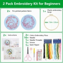 Embroidery Kit For Beginners Adults,Bird-Hummingbird Embroidery Kit Cross Stitch Kits For Beginner Easy To Learn Stitches Instruction Video Stamped Embroidery Pattern Flowers B2-2 Sets -Michaels Stores 43227613780016 2