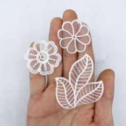 30 PCS Lace Flowers Applique Embroidery Flowers Leaf Sew Iron On Patch, Organza Patches Flowers Applique For Wedding Bridal Dress Sewing Craft DIY Clothes Hair Ornaments (White) -Michaels Stores 43227833980976 2