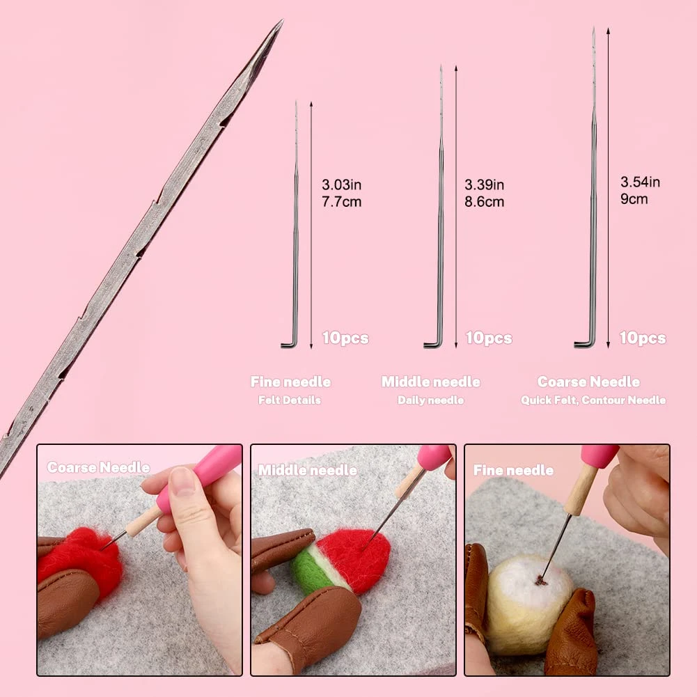 Needle Felting Kit,Needle Felting Pad,Needle Felting Tool With 6"x6"Needle Felting Mat,Felting Needles For Wool,Leather Finger Guards,Good For Any Felting 7 Needle Felting Kit,Needle Felting Pad,Needle Felting Tool With 6"x6"Needle Felting Mat,Felting Needles For Wool,Leather Finger Guards,Good For Any Felting - Image 5