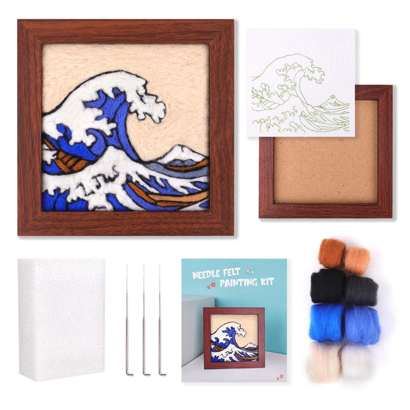 Needle Felting Kit For Beginners - Wool Felt Painting Gifts For Girls Kids Adults, The Great Wave… 9 Needle Felting Kit For Beginners - Wool Felt Painting Gifts For Girls Kids Adults, The Great Wave… - Image 7