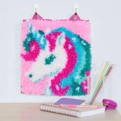 LatchKits Latch Hook Kits For Kids – Kids Crafts, Arts And Crafts, Yarn Art, Wall Hanging & Mini-Rugs, Craft Supplies, Pre-Cut Yarm, Easy Pattern, Hook Included, Arts & Craft, Ages 6+, Unicorn -Michaels Stores 43228444530736