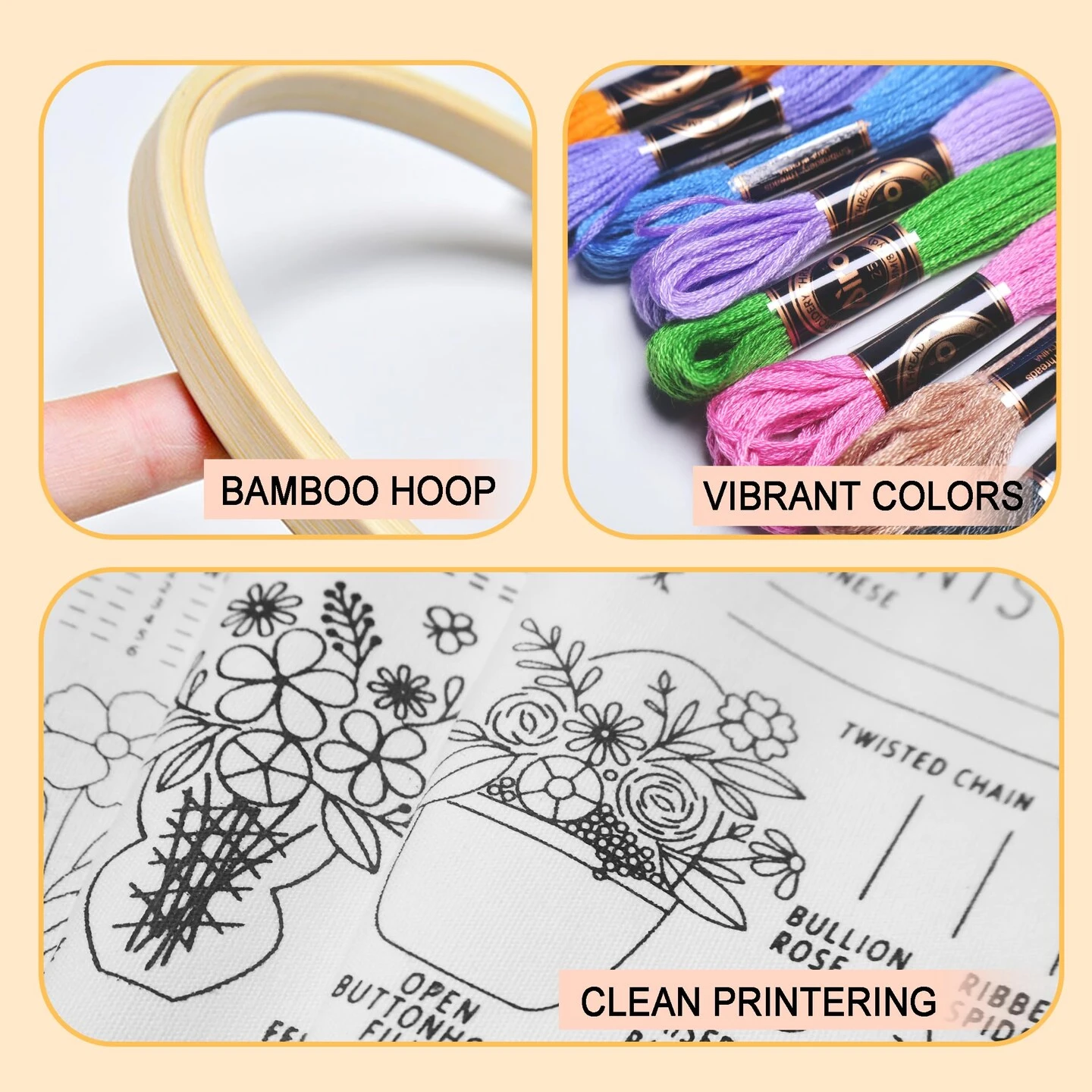 3 Sets Embroidery Kit For Beginners, 37 Embroidery Stitch Kits Adults Beginner With Embroidery Patterns, Punch Needle Point Kits Adults Including Embroidery Supplies And Instruction Video 6 3 Sets Embroidery Kit For Beginners, 37 Embroidery Stitch Kits Adults Beginner With Embroidery Patterns, Punch Needle Point Kits Adults Including Embroidery Supplies And Instruction Video - Image 4