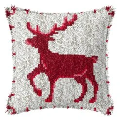 MIAOLLUN Latch Hook Kit, Christmas Latch Hook Kits For Adults DIY Decorative Pillowcase Embroidery Cross Stitch Arts Craft For Home Sofa Furniture 17X17inch Christmas Reindeer -Michaels Stores 43228760152112 2