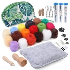 Needle Felting Kit, Needle Felting Starter Kit With Exquisite Green Storage Bag, Wool Roving 18 Colors Set, Needle Wool Felting Tools Kit, Wool Felt Tools For Felted Animal Needle Felting Supplies 26 Needle Felting Kit, Needle Felting Starter Kit With Exquisite Green Storage Bag, Wool Roving 18 Colors Set, Needle Wool Felting Tools Kit, Wool Felt Tools For Felted Animal Needle Felting Supplies -Michaels Stores 43228764330032 1