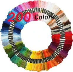 Embroidery Floss Friendship Bracelet String Cross Stitch Threads With DMC Color Numbers, 6 Strands 8.75 Yard (200 Skeins)