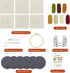 Punch Needle Coasters Kit, Punch Needle Embroidery Kit For Beginners And Adults Including Patterns, Tools, Yarns, Hoop, Instruction, Coaster Holder Coaster Art Craft Supplies (Plants) 23 Punch Needle Coasters Kit, Punch Needle Embroidery Kit For Beginners And Adults Including Patterns, Tools, Yarns, Hoop, Instruction, Coaster Holder Coaster Art Craft Supplies (Plants) -Michaels Stores 453599512580912 1