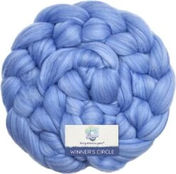 100% Superfine Merino Fiber: Winner's Circle. Soft Combed Top Roving Color Blend For Spinning, Felting, Weaving Blue Sky