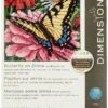 Dimensions 07232 Butterfly And Zinnias Nature Needlepoint Kit, 5" W X 5" H