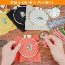 4 Packs Embroidery Kit For Beginners, Shynek 26 Pcs Mini Cross Stitch Kits Includes Stamped Embroidery Clothes With Flowers Pattern Embroidery Necklace Pendant Embroidery Hoops And Necklace Chains -Michaels Stores 454869677414448 2