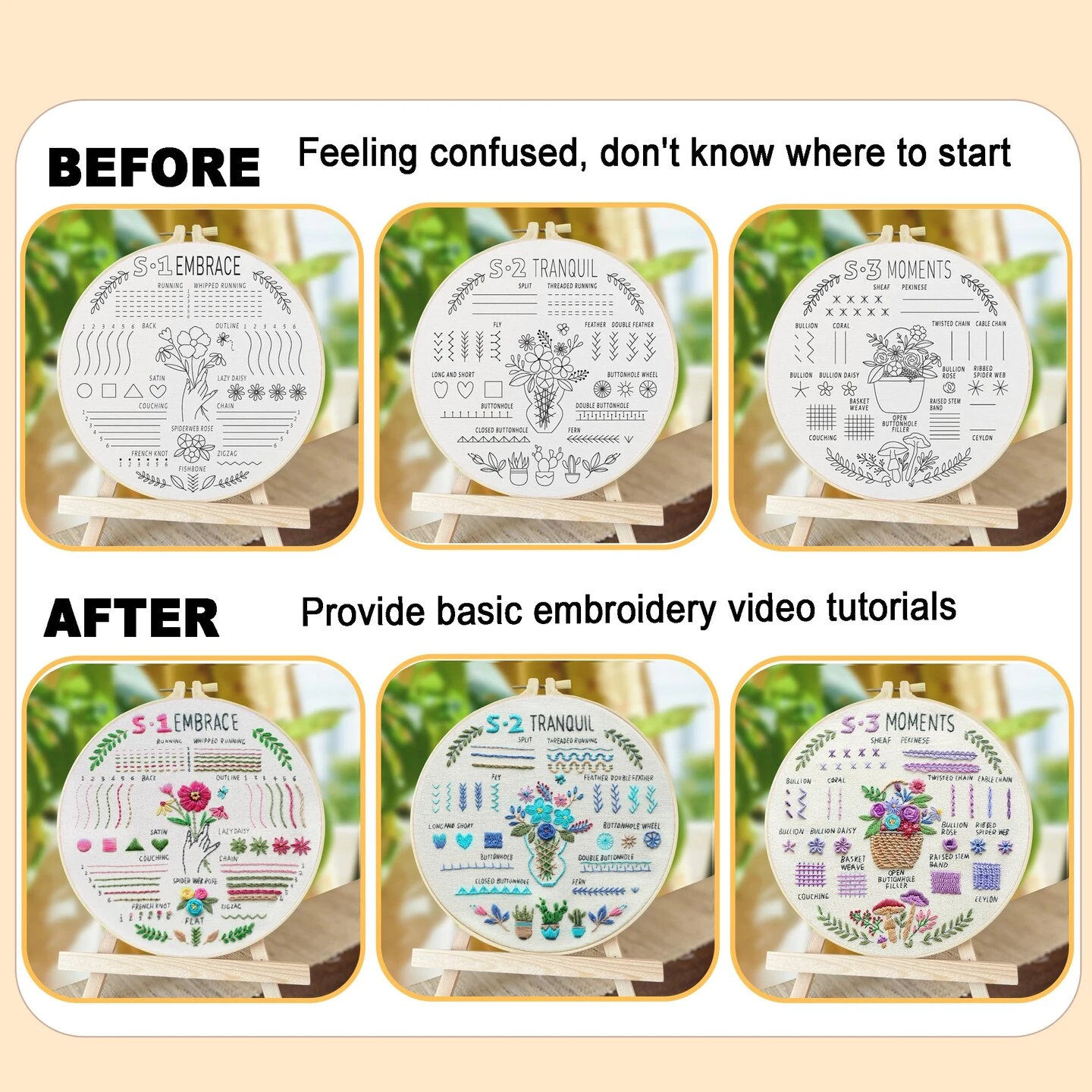 3 Sets Embroidery Kit For Beginners, 37 Embroidery Stitch Kits Adults Beginner With Embroidery Patterns, Punch Needle Point Kits Adults Including Embroidery Supplies And Instruction Video 7 3 Sets Embroidery Kit For Beginners, 37 Embroidery Stitch Kits Adults Beginner With Embroidery Patterns, Punch Needle Point Kits Adults Including Embroidery Supplies And Instruction Video - Image 5