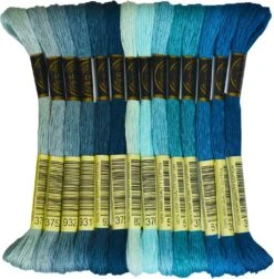 Blue Gradient Color Embroidery Floss - Cross Stitch Threads - Friendship Bracelets Floss - Crafts Floss - 14 Skeins Per Pack Embroidery Floss