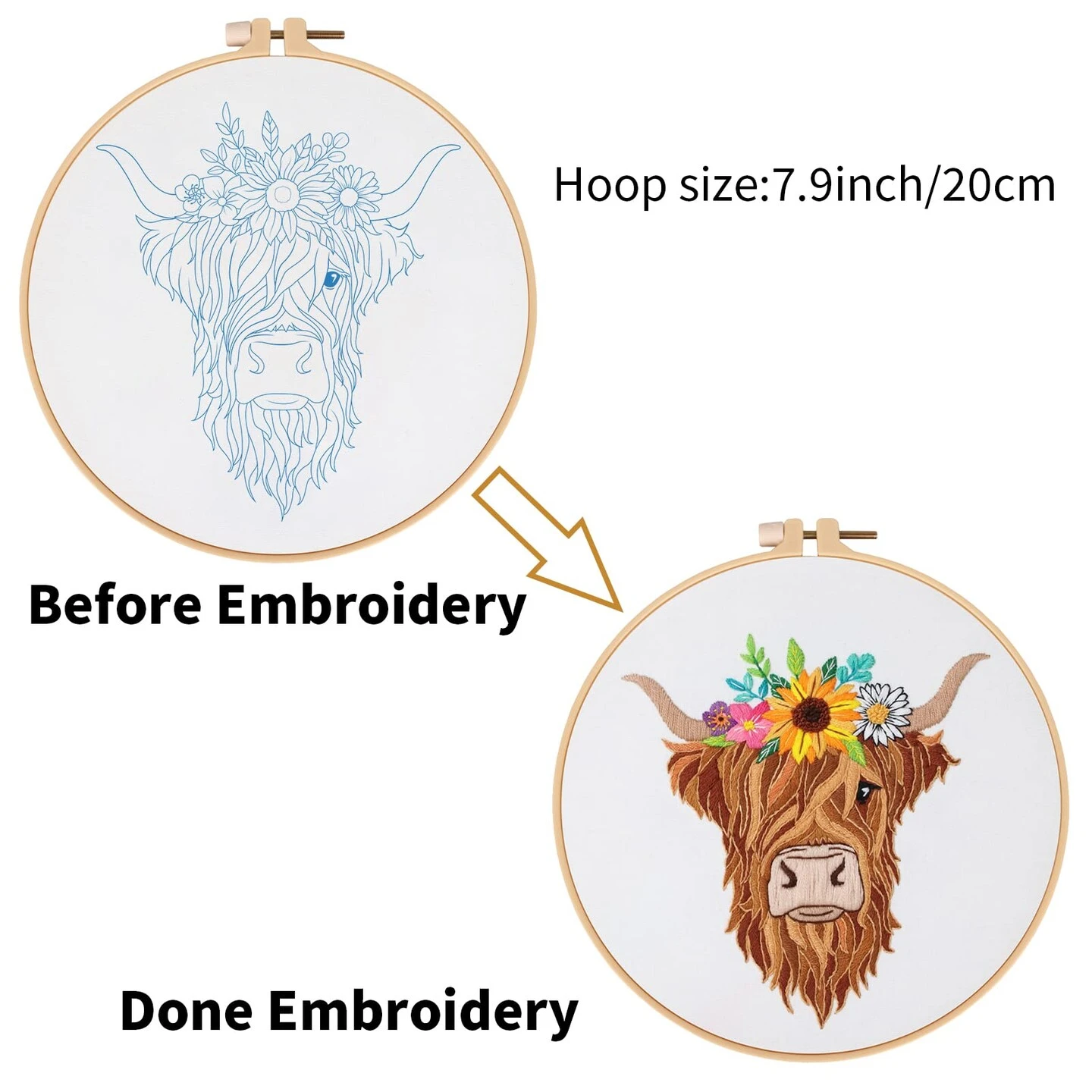 Animal Embroidery Kits For Beginners With Highland Cow Pattern,Adults Starter Cross Stitch Kit DIY Needlepoint 14 Animal Embroidery Kits For Beginners With Highland Cow Pattern,Adults Starter Cross Stitch Kit DIY Needlepoint - Image 12
