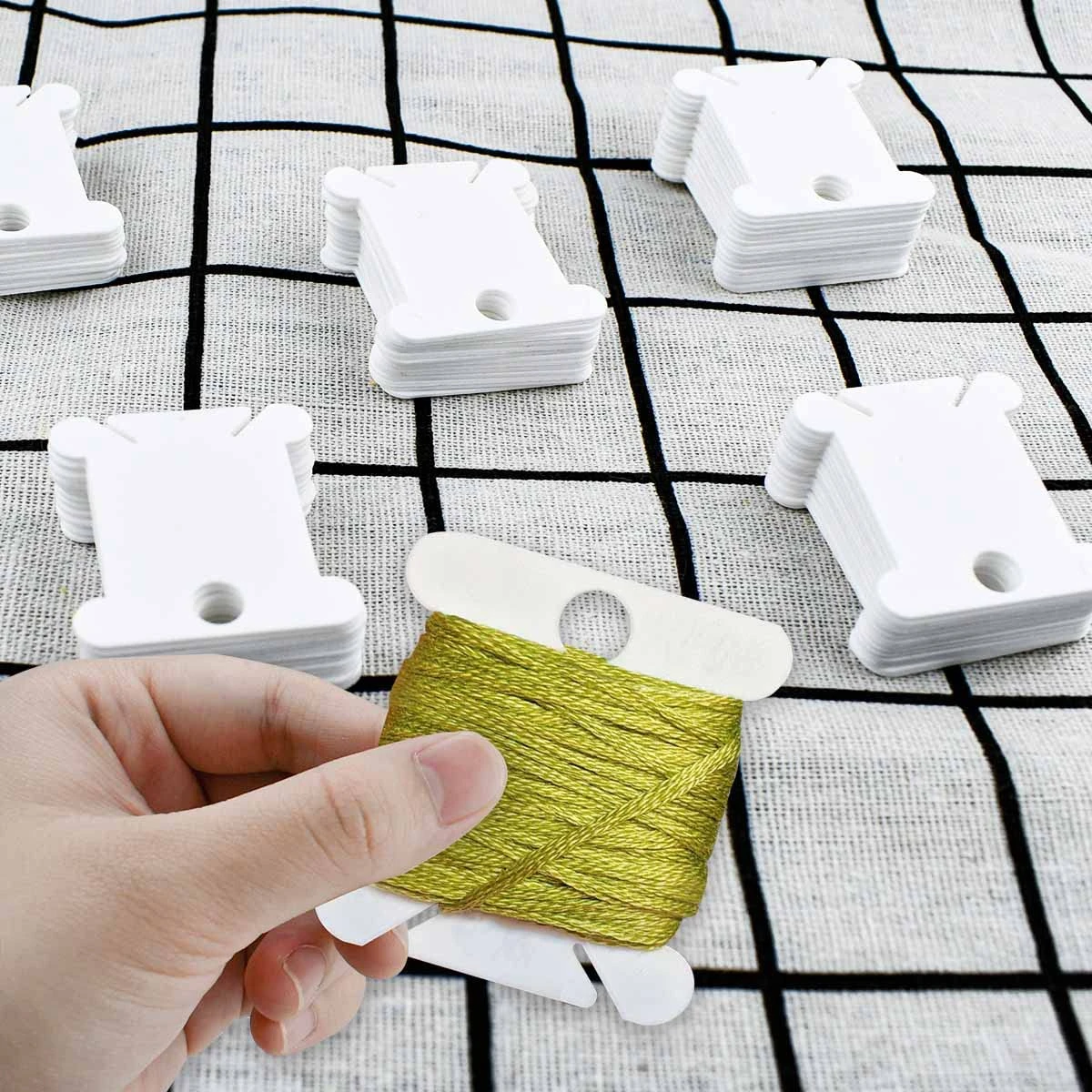 120 Pieces Plastic Floss Bobbins For Cross Stitch Embroidery Cotton Thread Embroidery Floss Cross Stitch Threads Craft DIY Sewing Storage Winding Thread Organizer Holder Embroidery DIY Cards (White) 8 120 Pieces Plastic Floss Bobbins For Cross Stitch Embroidery Cotton Thread Embroidery Floss Cross Stitch Threads Craft DIY Sewing Storage Winding Thread Organizer Holder Embroidery DIY Cards (White) - Image 6