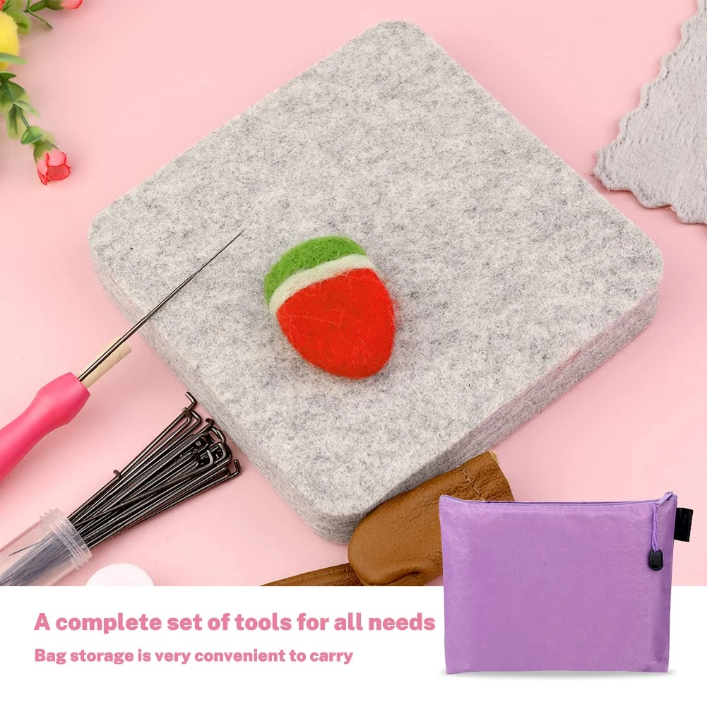Needle Felting Kit,Needle Felting Pad,Needle Felting Tool With 6"x6"Needle Felting Mat,Felting Needles For Wool,Leather Finger Guards,Good For Any Felting 4 Needle Felting Kit,Needle Felting Pad,Needle Felting Tool With 6"x6"Needle Felting Mat,Felting Needles For Wool,Leather Finger Guards,Good For Any Felting - Image 2