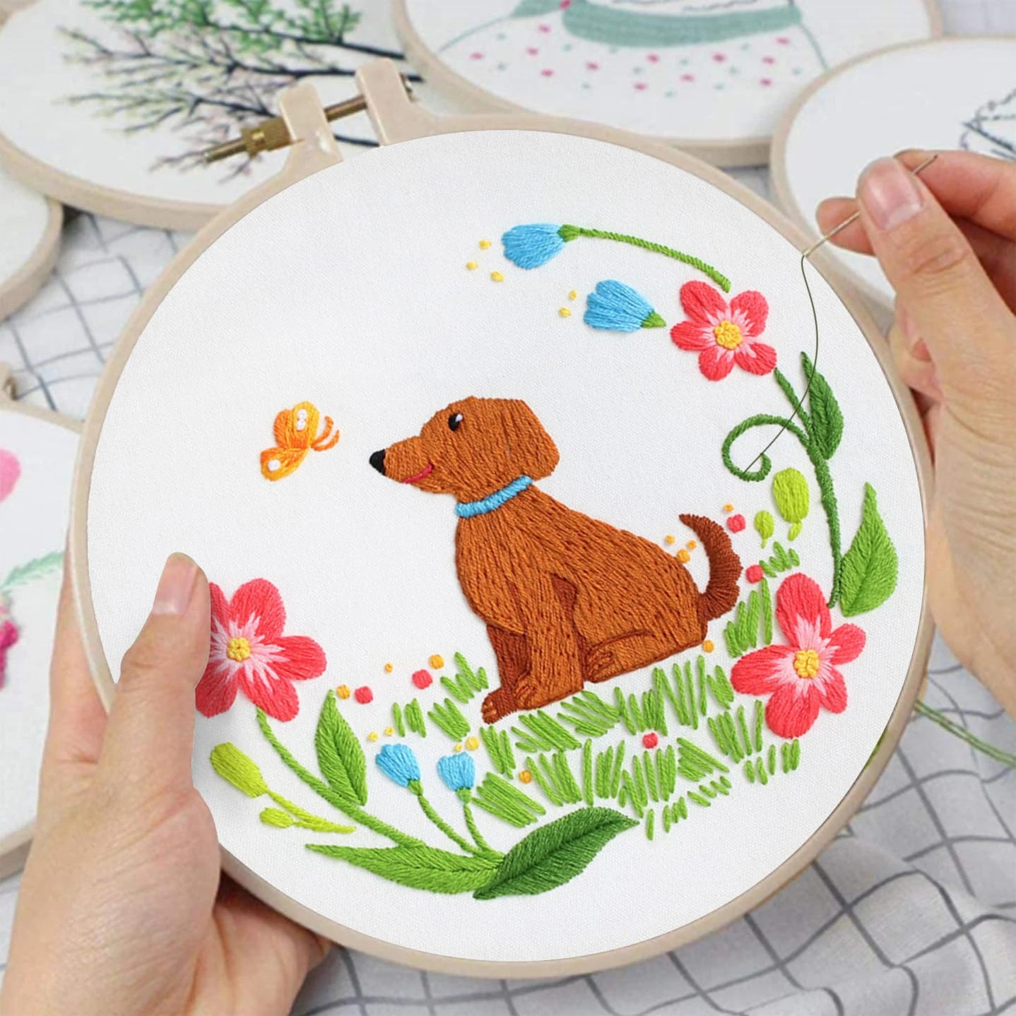 Louise Maelys Dog Embroidery Kits For Beginners With Floral Pattern,Cross Stitch Kit For Adults DIY Needlepoint With Embroidery Instructions 14 Louise Maelys Dog Embroidery Kits For Beginners With Floral Pattern,Cross Stitch Kit For Adults DIY Needlepoint With Embroidery Instructions - Image 12