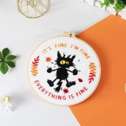 Louise Maelys Cute Cat Embroidery Kits For Beginners With Funny Animal Pattern,Adults Starter Cross Stitch Kit DIY Needlepoint Everything Is Fine -Michaels Stores 4611959746948658864 2