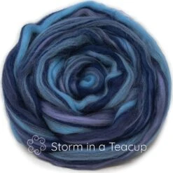 100% Merino Wool Roving. Soft Colorful Combed Top Roving For Felting, Spinning, Fiber Arts. Storm In A Teacup