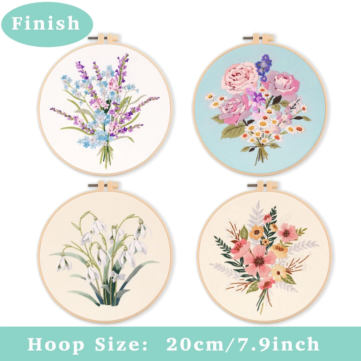 REEWISLY 4pcs Of Embroidery Kit With Patterns And Instructions, DIY Adult Beginner Cross Stitch Kits, Including 2 Plastic Embroidery Rings, 1 Pair Of Scissors, Colored Threads And Needles 7 REEWISLY 4pcs Of Embroidery Kit With Patterns And Instructions, DIY Adult Beginner Cross Stitch Kits, Including 2 Plastic Embroidery Rings, 1 Pair Of Scissors, Colored Threads And Needles - Image 5