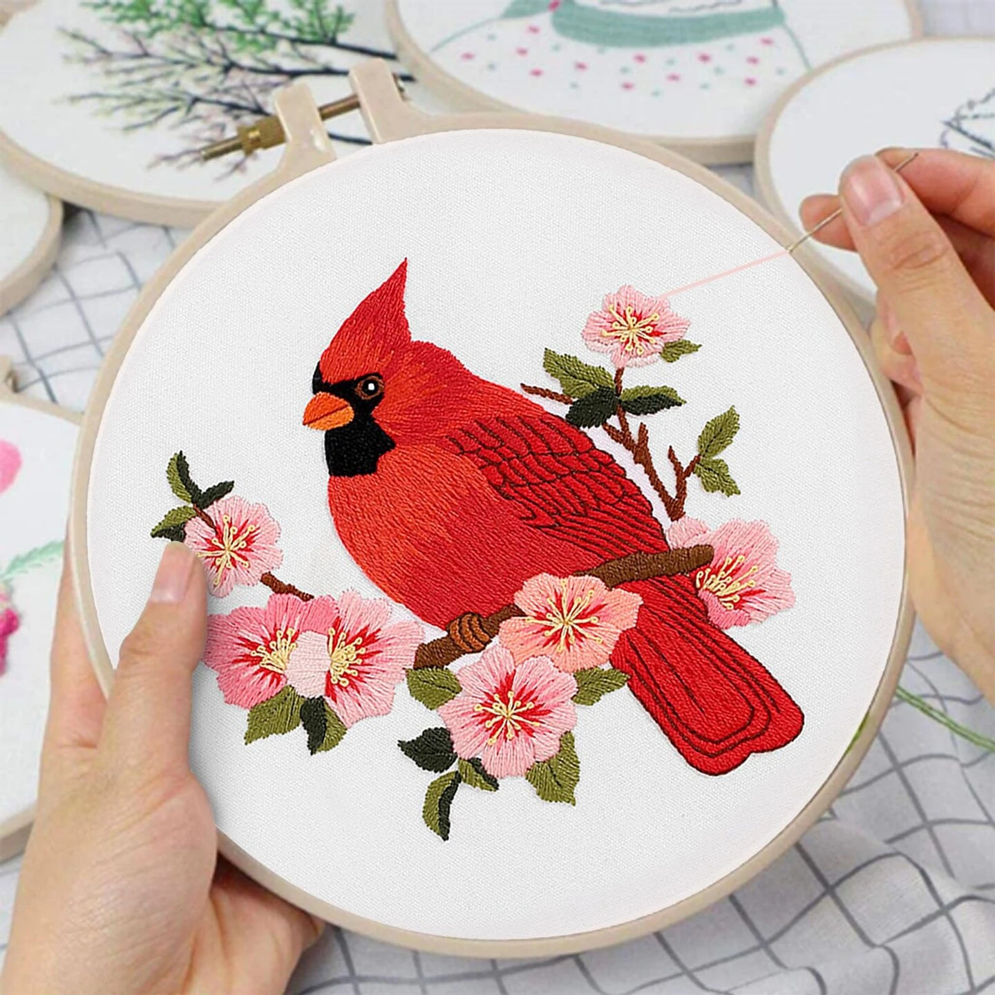 Louise Maelys Cardinal Embroidery Kits For Beginners With Bird Flower Pattern,Adults Starter Cross Stitch Kit DIY Needlepoint 8 Louise Maelys Cardinal Embroidery Kits For Beginners With Bird Flower Pattern,Adults Starter Cross Stitch Kit DIY Needlepoint - Image 6