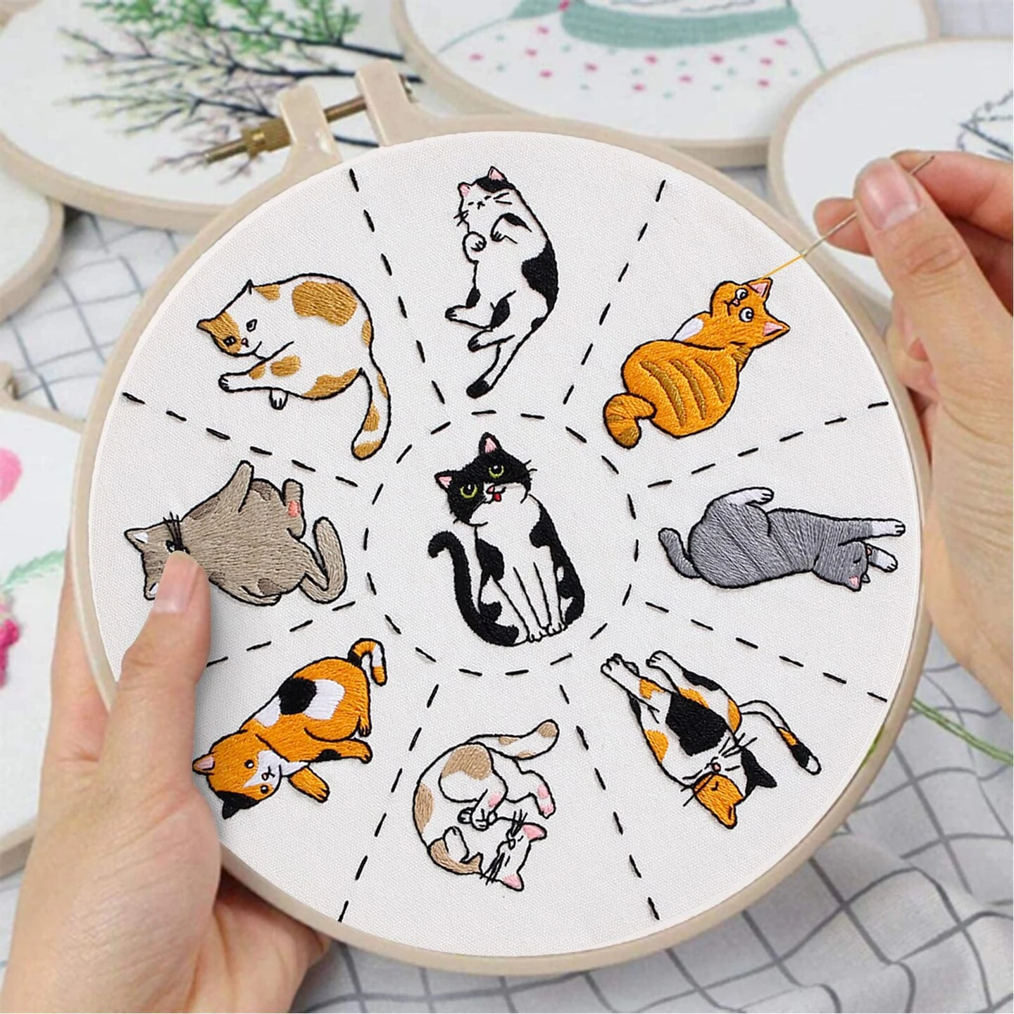 Louise Maelys Cats Embroidery Kits For Beginners With Cute Animals Pattern,Adults Starter Cross Stitch Kit DIY Needlepoint 14 Louise Maelys Cats Embroidery Kits For Beginners With Cute Animals Pattern,Adults Starter Cross Stitch Kit DIY Needlepoint - Image 12