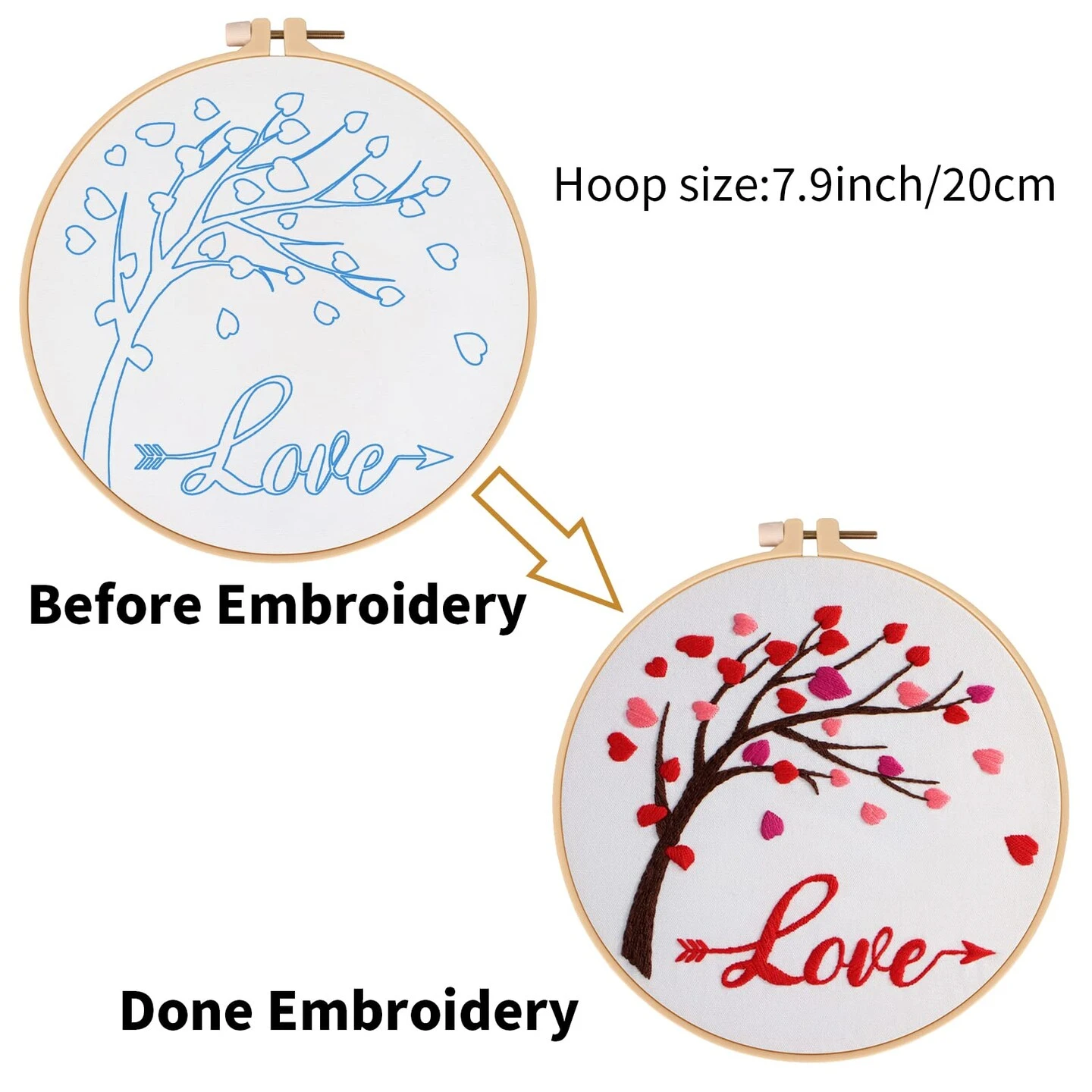 Louise Maelys Love Heart Tree Beginners Embroidery Kits,Cross Stitch Starter Kit For Adults Including Cloth With Lovers Pattern Hoop Needles Instruction And Threads 7 Louise Maelys Love Heart Tree Beginners Embroidery Kits,Cross Stitch Starter Kit For Adults Including Cloth With Lovers Pattern Hoop Needles Instruction And Threads - Image 5