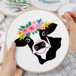 Louise Maelys Cow Beginners Embroidery Kits,Cross Stitch Starter Kit For Adults With Embroidery Cloth Hoop Needles Instruction And Threads 30 Louise Maelys Cow Beginners Embroidery Kits,Cross Stitch Starter Kit For Adults With Embroidery Cloth Hoop Needles Instruction And Threads -Michaels Stores 4611975285790111408 1