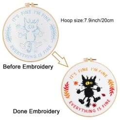 Louise Maelys Cute Cat Embroidery Kits For Beginners With Funny Animal Pattern,Adults Starter Cross Stitch Kit DIY Needlepoint Everything Is Fine -Michaels Stores 4611975286140335792 1
