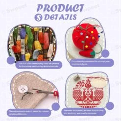 212Pcs Embroidery Kit, Stitch Kits Include 100 Colors Threads, Aida Cloth, Sewing Pins, Floss Bobbins, Embroidery Needles, Bamboo Embroidery Hoops, The Shell Of A Pen With Erasable Refill 31 212Pcs Embroidery Kit, Stitch Kits Include 100 Colors Threads, Aida Cloth, Sewing Pins, Floss Bobbins, Embroidery Needles, Bamboo Embroidery Hoops, The Shell Of A Pen With Erasable Refill -Michaels Stores 4612034432336241968 2