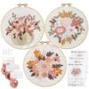 Embroidery Kit For Beginners, 3 Sets Stamped Cross Stitch Kits For Beginner, Floral Pattern Embroidery Starter Kits For Adults With Embroidery Hoop Instructions Threads And Needles Scissors -Michaels Stores 4612108933670131760