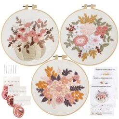 Embroidery Kit For Beginners, 3 Sets Stamped Cross Stitch Kits For Beginner, Floral Pattern Embroidery Starter Kits For Adults With Embroidery Hoop Instructions Threads And Needles Scissors 32 Embroidery Kit For Beginners, 3 Sets Stamped Cross Stitch Kits For Beginner, Floral Pattern Embroidery Starter Kits For Adults With Embroidery Hoop Instructions Threads And Needles Scissors -Michaels Stores 4612108933670131760 2