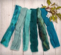 Multi Fiber Sampler - Super Soft Merino Roving, Hand Dyed BFL Wool & Sparkling Firestar For Felting, Spinning, Doll Making Teal -Michaels Stores 4612137551712364496 1