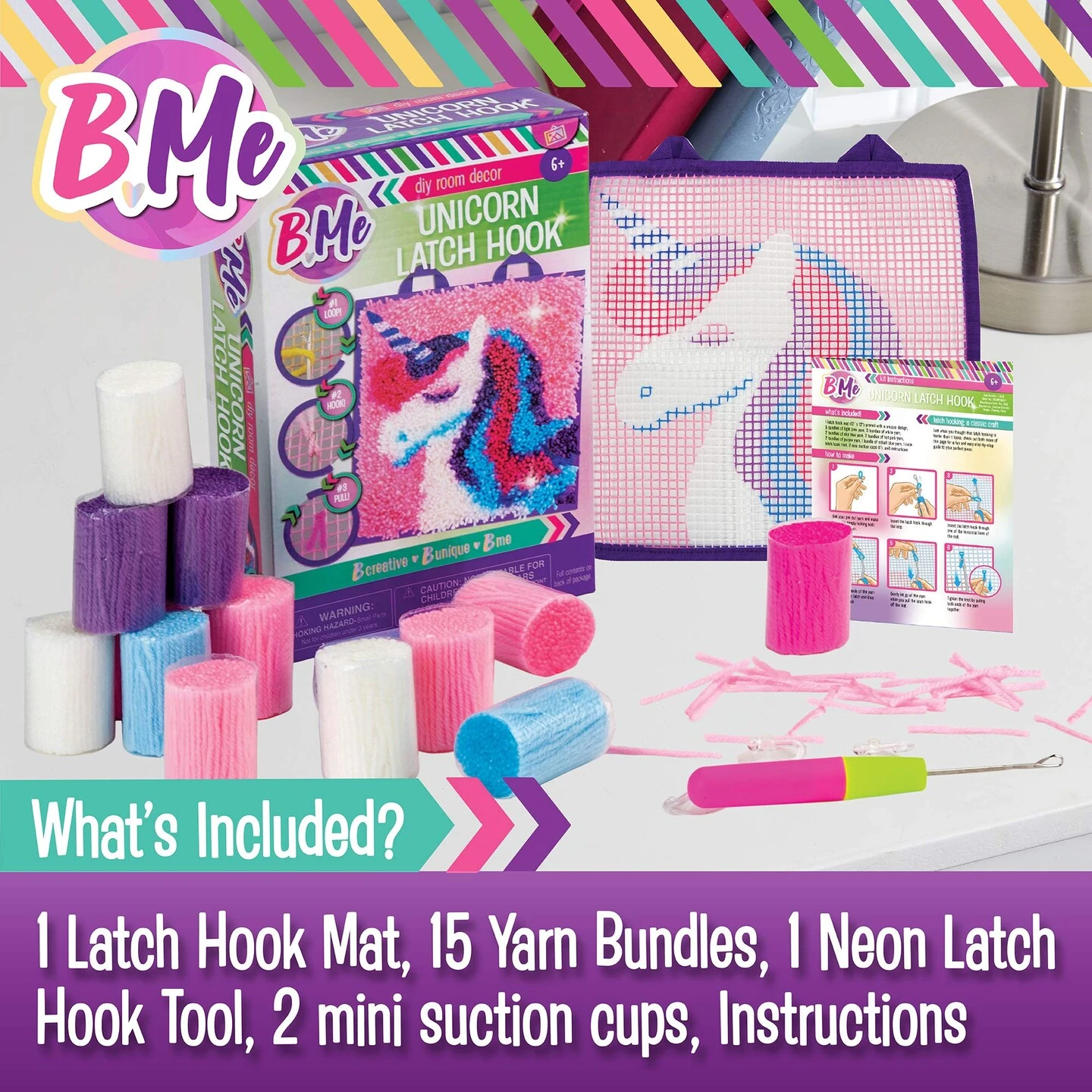 B Me DIY Unicorn Latch Hook Kit For Girls – Mini Rug Sewing Set With 15 Colorful Yarn Bundles, Color-Coded Canvas, DIY Grils Bedroom Décor Idea Perfect Birthday & Gift Age 6+ 17 B Me DIY Unicorn Latch Hook Kit For Girls – Mini Rug Sewing Set With 15 Colorful Yarn Bundles, Color-Coded Canvas, DIY Grils Bedroom Décor Idea Perfect Birthday & Gift Age 6+ - Image 15