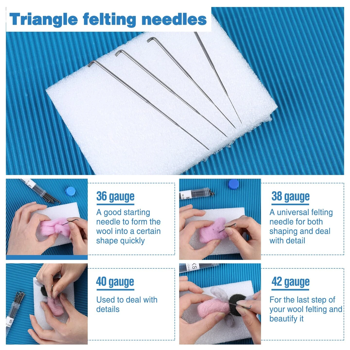 Needle Felting Needles, 104 Pcs Needle Felting Kit, 4 Sizes 4 Types Felting Needles, Triangle, Star, Cone, Spiral, Needle Felting Supplies, Needle Felting Tools, 36/38/40/42 Gauge 12 Needle Felting Needles, 104 Pcs Needle Felting Kit, 4 Sizes 4 Types Felting Needles, Triangle, Star, Cone, Spiral, Needle Felting Supplies, Needle Felting Tools, 36/38/40/42 Gauge - Image 10