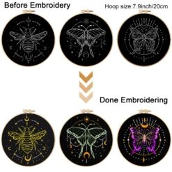 3 Sets Tarot Embroidery Kits For Beginners,Cross Stitch Kit For Adults,Crewel Starters Needlepoint With Moon, Butterfly, Bee And Moth Pattern And Tool 31 3 Sets Tarot Embroidery Kits For Beginners,Cross Stitch Kit For Adults,Crewel Starters Needlepoint With Moon, Butterfly, Bee And Moth Pattern And Tool -Michaels Stores 4612175755202287664 1
