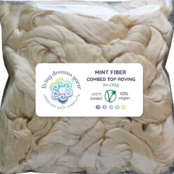 2oz Mint Fiber: Natural White Undyed Combed Top Roving. Plant Based, Eco Friendly, Vegan -Michaels Stores 469760641668816 2